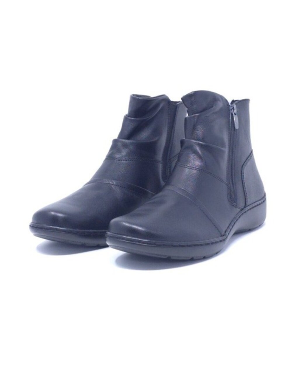 New Clarks Collection Cora Pace Ankle Boot Black Leather Medium